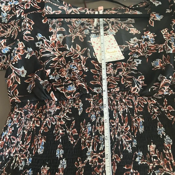 Free People Top NWT  Floral Combo  Print Long Sleeve 5 Button Cuff. - Picture 8 of 11